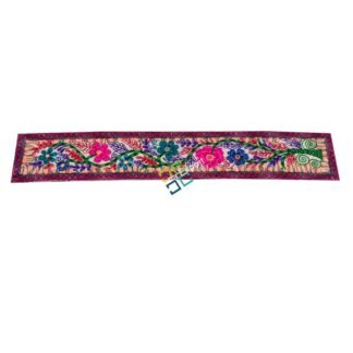 Traditional handmade embroidery multicolor table runner / cloth -Green