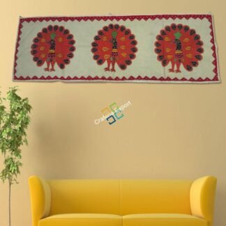 Peacock Printed Wall hanging /Table Cover/ Runner for home decor-Green