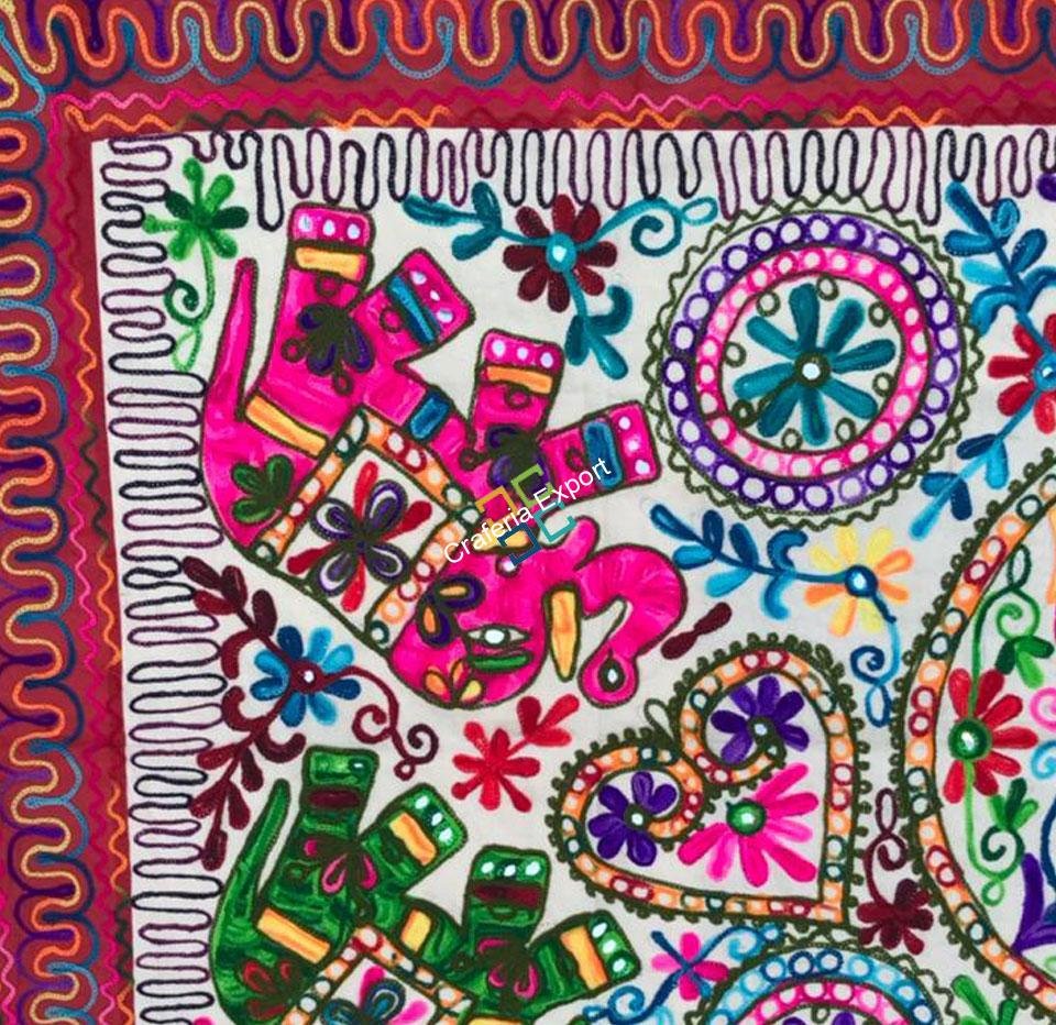 Jaipuri printed handemade embroidery table runner for homedecor -Green - Image 5