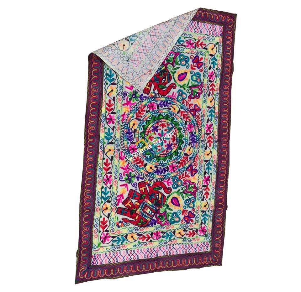 Jaipuri printed handemade embroidery table runner for homedecor -Green - Image 8