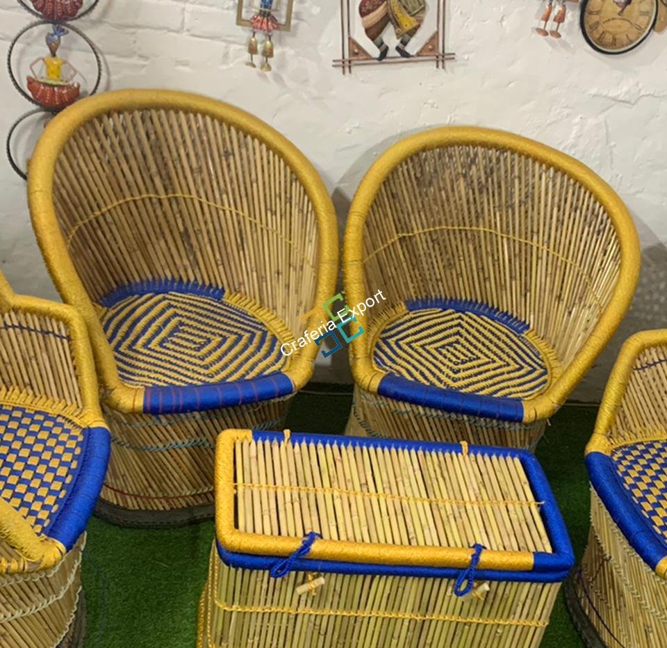 Classic Mudda Bamboo Chair (Set of 2) in Multi Color Extra Large Size | Indoor Outdoor Furniture - Image 7