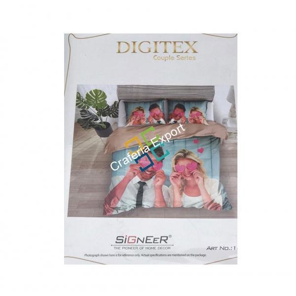 Couple printed double bedsheet with matching pillow cover (set of 2) - Image 4