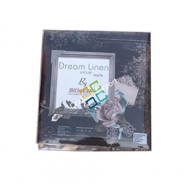 Checkered Print Cotton King Size Double Bed Sheet with 4 Pillow Cover - Image 3