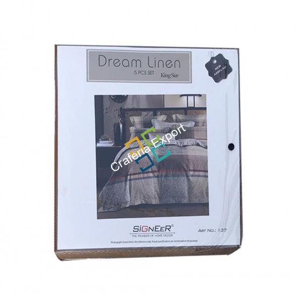 Checkered Print Cotton King Size Double Bed Sheet with 4 Pillow Cover - Image 2