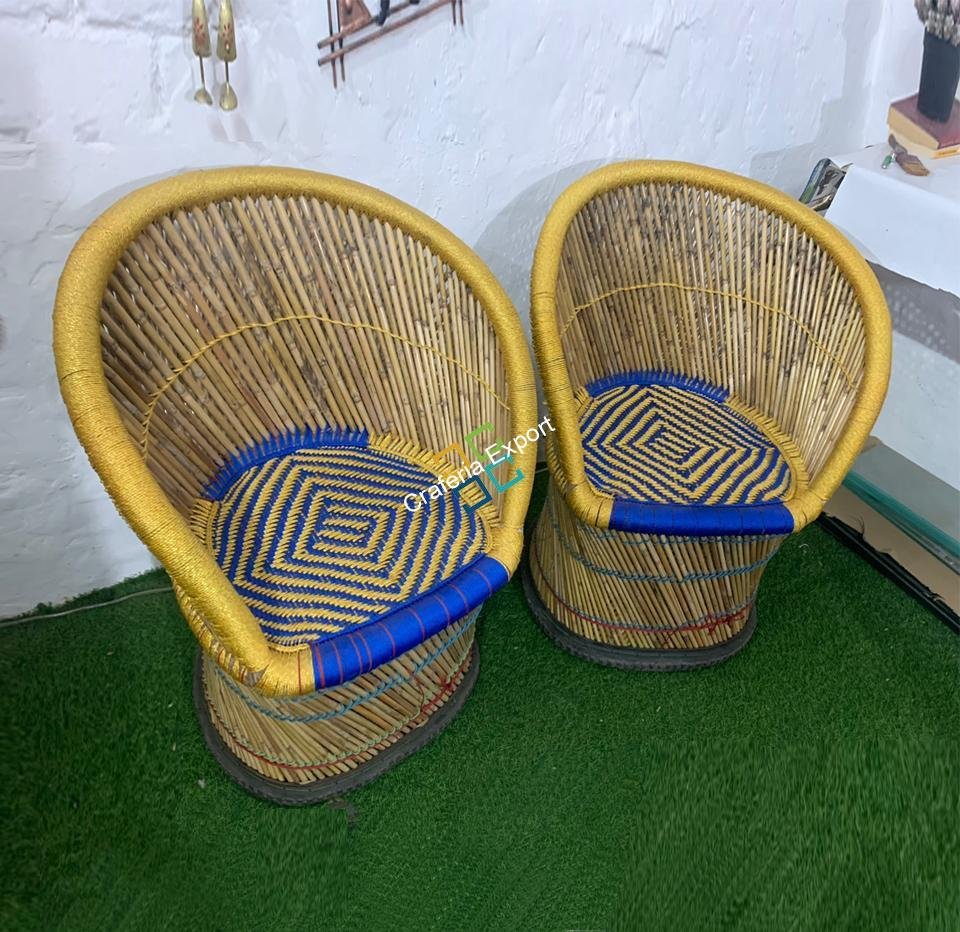 Classic Mudda Bamboo Chair (Set of 2) in Multi Color Extra Large Size | Indoor Outdoor Furniture - Image 5