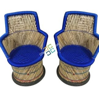 Blue Mudha chairs with Handrest set of 2 (xl size)