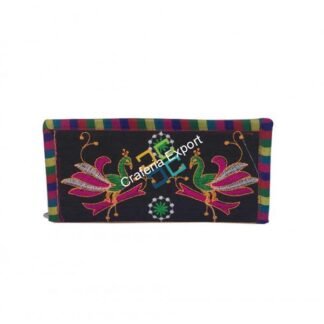 Traditional Jaipuri Peacock Print Embroidered Wallet / Clutch for Girls / Women
