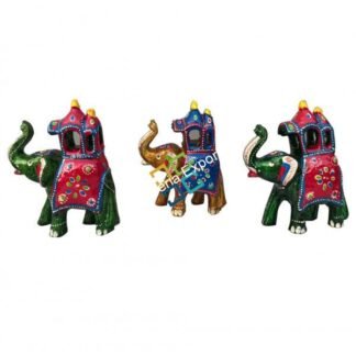 Elephant Paper Mache Decorative Showpiece for Home Decor/Gift  (Set of 3)