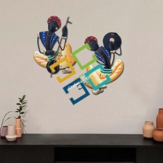 Rajasthani indian cultural playing musical instrument showpiece / wall hanging ( set of 2 pcs )