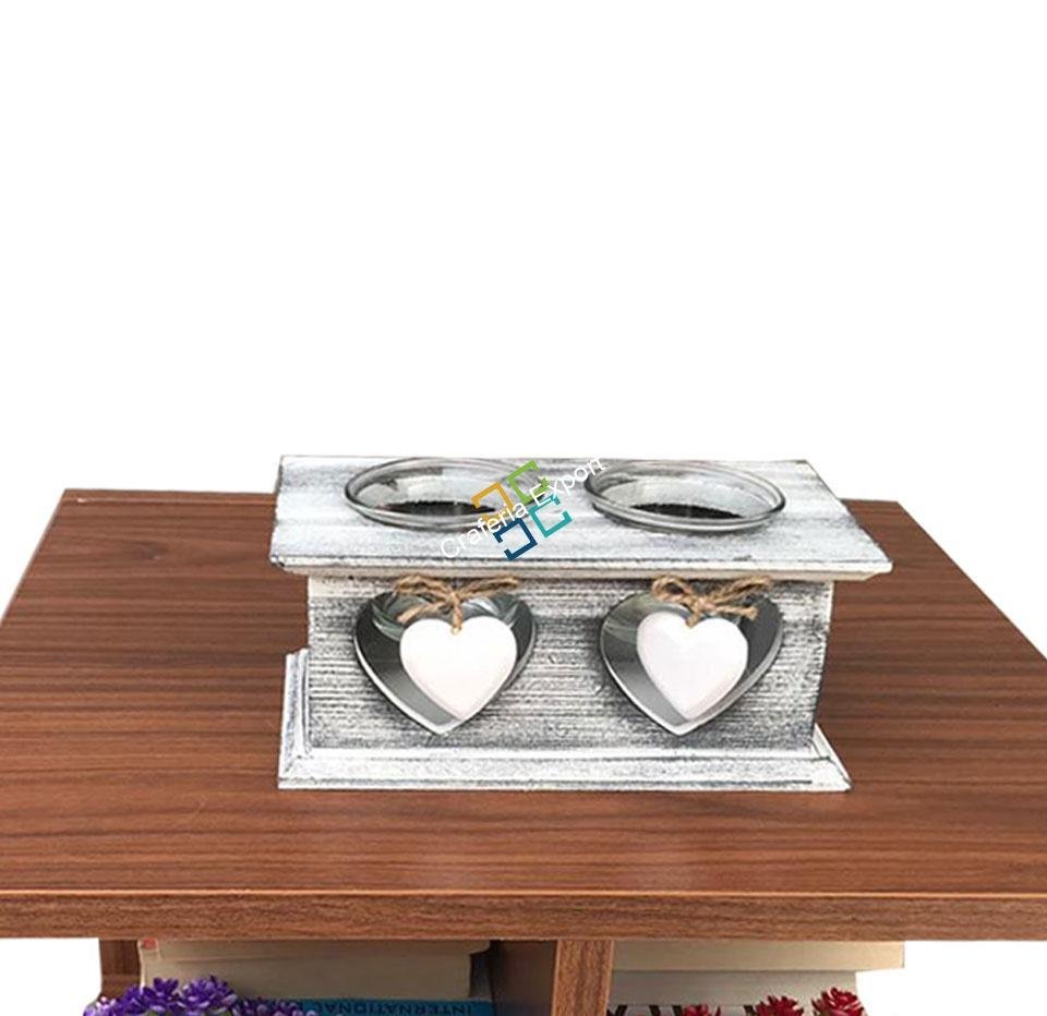 Decorative Tealight candle holder wooden box with cute heart shaped / weddding gift - Image 2
