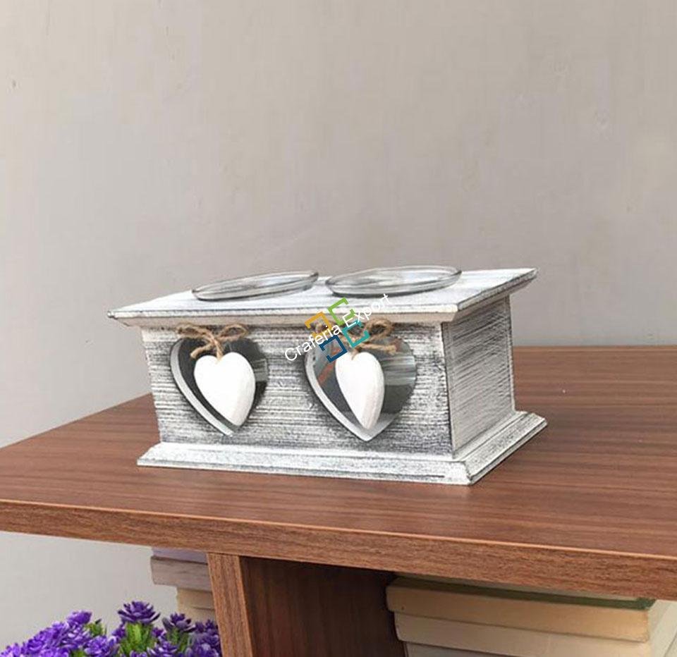 Decorative Tealight candle holder wooden box with cute heart shaped / weddding gift - Image 3