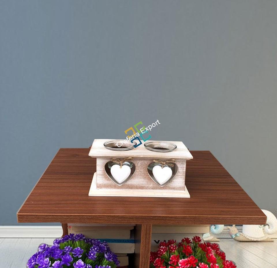Decorative Tealight candle holder wooden box with cute heart shaped / weddding gift - Image 5