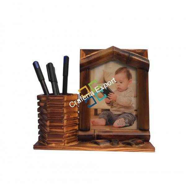 Wooden Pen holder / desk orangier with attach photo frame - Image 2