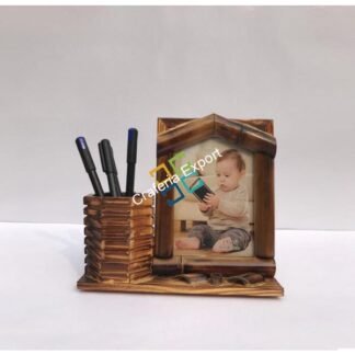 Wooden Pen holder / desk orangier with attach photo frame