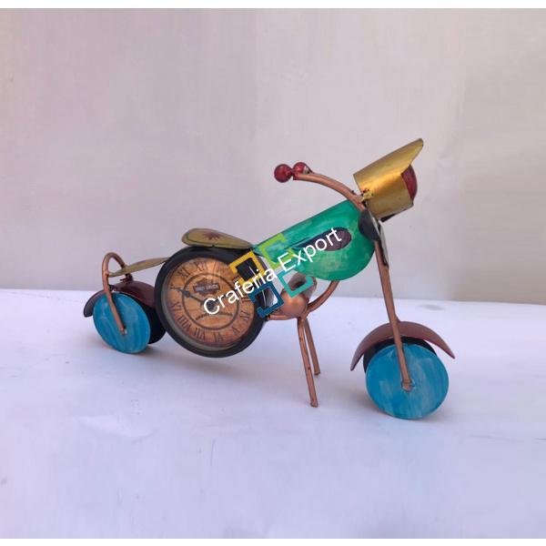 Vintage Bike tabletop / showpiece with clock for home /office /decor-Brown - Image 3