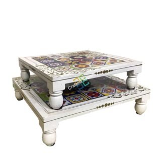 Ethnic Wooden Chowki For Home Decor/Showpiece(Set of 2)