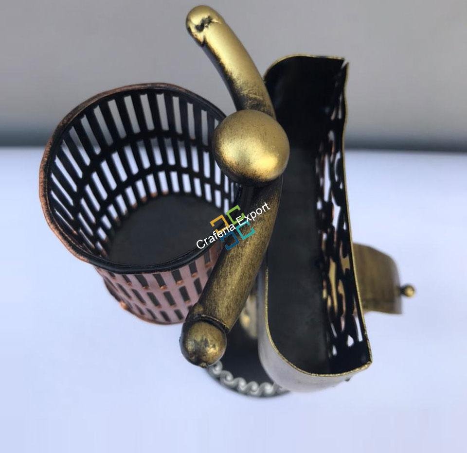 Wrought Iron Pen Holder / Desk Orangier With Attach Card Holder - Image 5