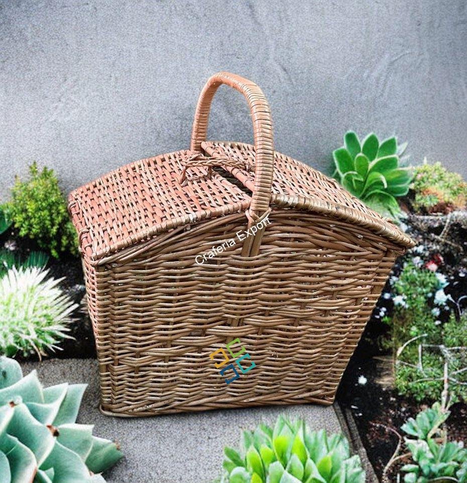 Eco-friendly Cane Laundry Picnic Basket / Rattan Wicker Storage Baskets - Brown color - Image 10