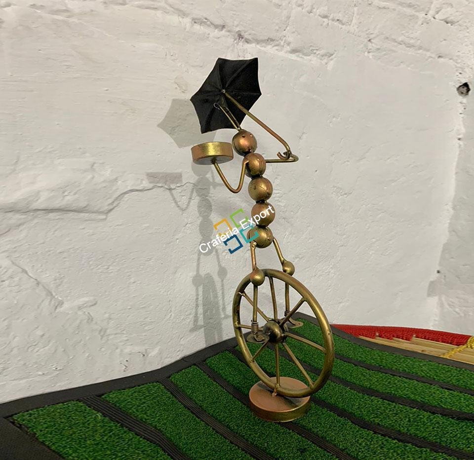 metal tribal lady with umbrella tea light candle holder - Image 2