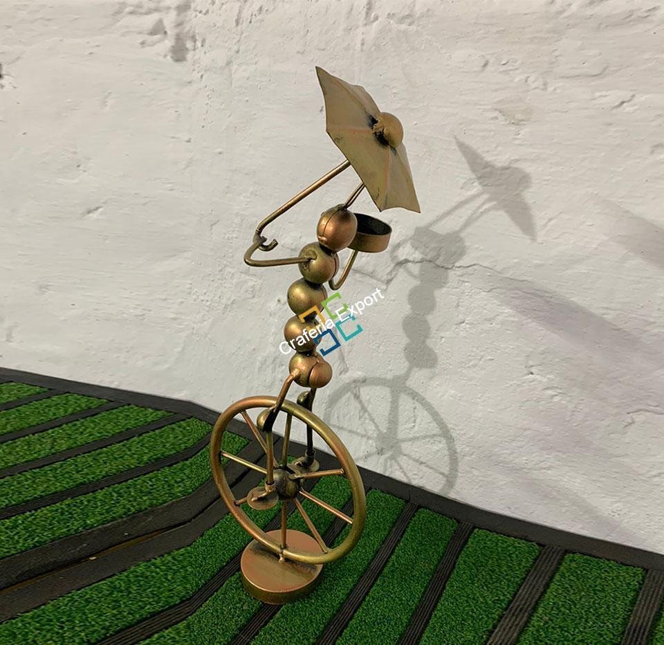 metal tribal lady with umbrella tea light candle holder - Image 3