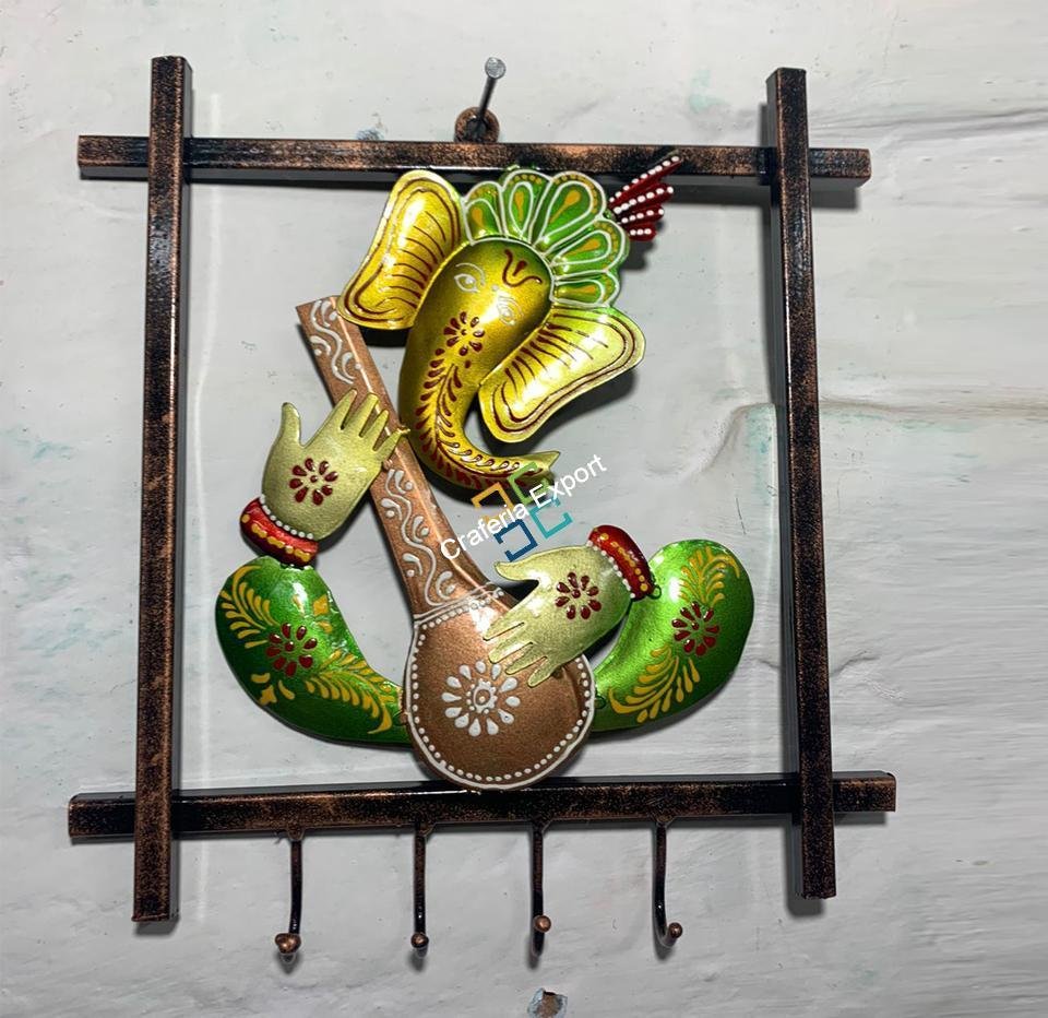 Metal craft Wall Hanging Ganesh Panel Cum Key Holder Wall Art Decor for Home , Living Areas -Gift item - Image 7
