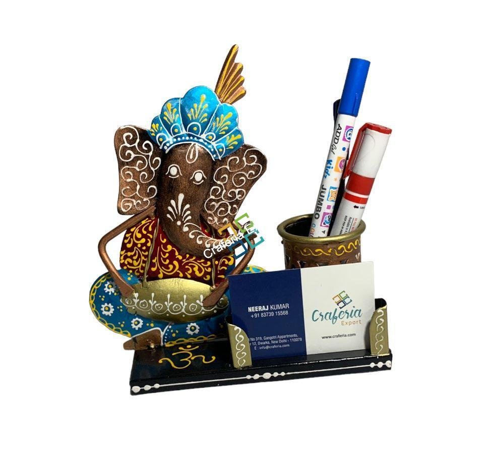 Multicolored Metal Ganesh Pen Stand/Card Holder