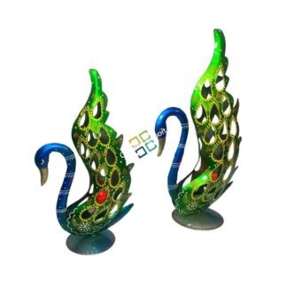 Beautiful peacock showpiece with candle holder stand set of 2 for home decor