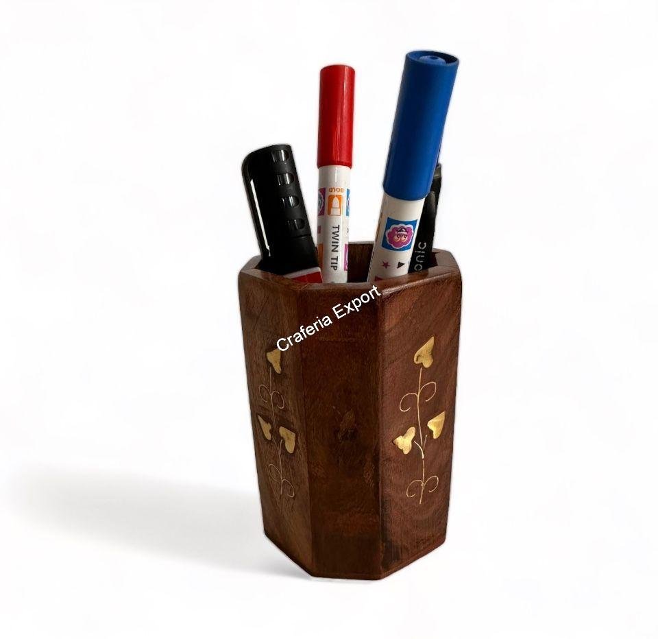 Wooden Decorative Pen Pencil Holder Desk Organizer for Office / Home / Return Gift Item - Image 3