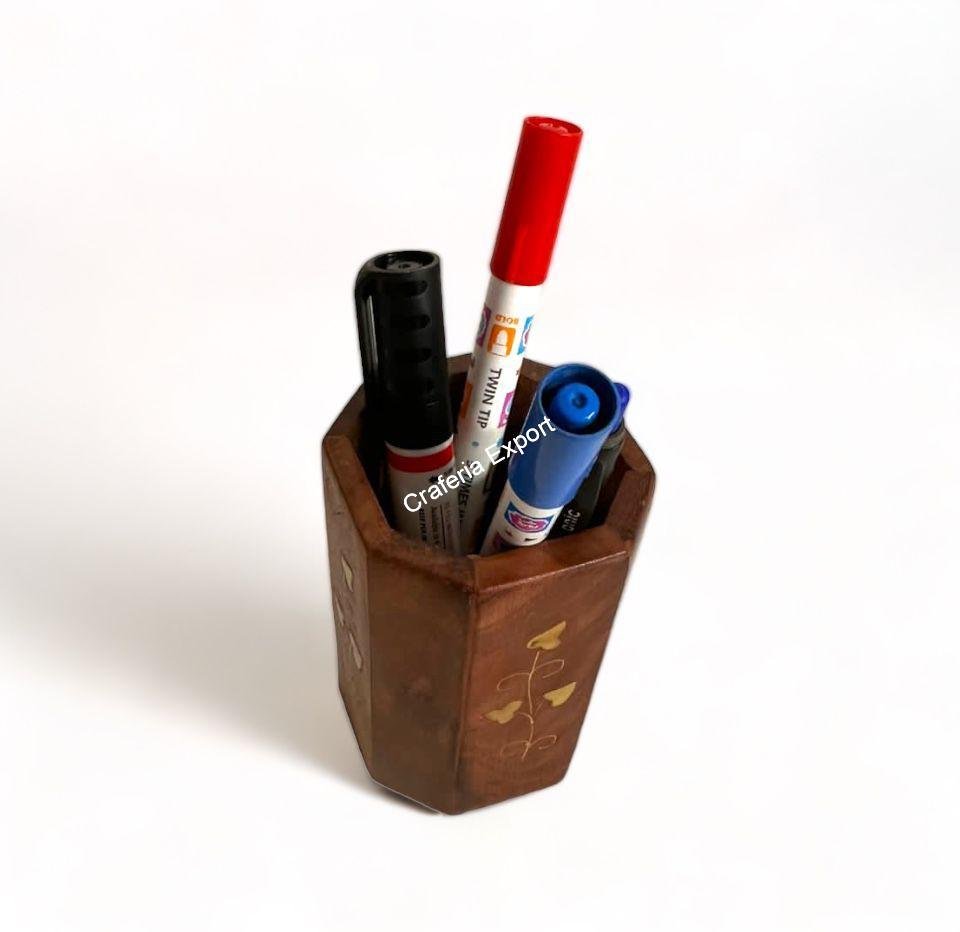 Wooden Decorative Pen Pencil Holder Desk Organizer for Office / Home / Return Gift Item - Image 4