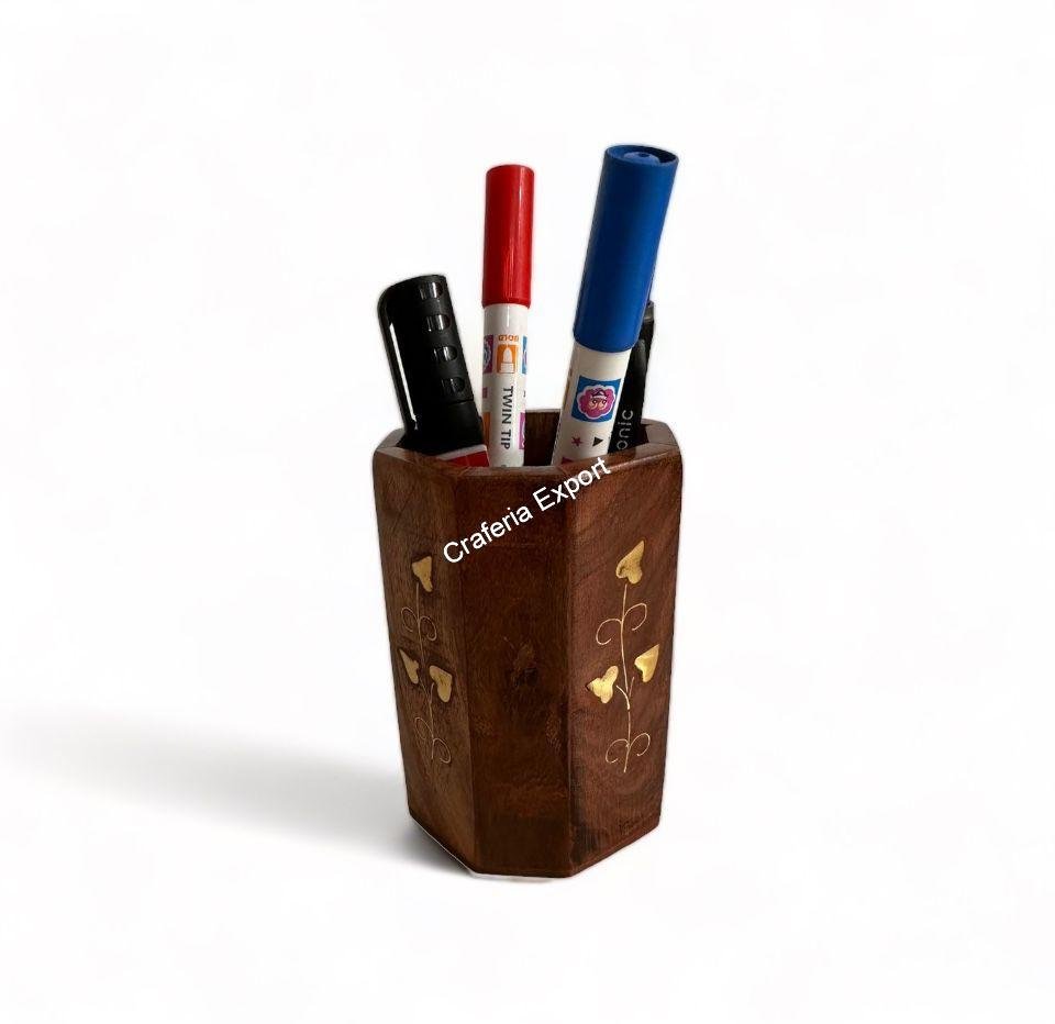 Wooden Decorative Pen Pencil Holder Desk Organizer for Office / Home / Return Gift Item - Image 5