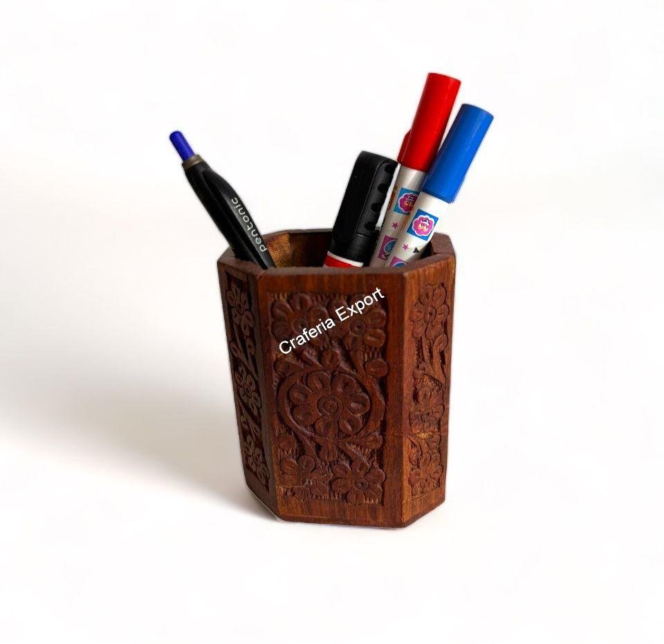 Wooden Decorative Pen Pencil Holder Desk Organizer for Office / Home / Return Gift Item - Image 6