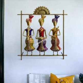 Multicolor Sardar frame metal wall decor panel for living room,office / Musicians Playing Music Metal Wall Art
