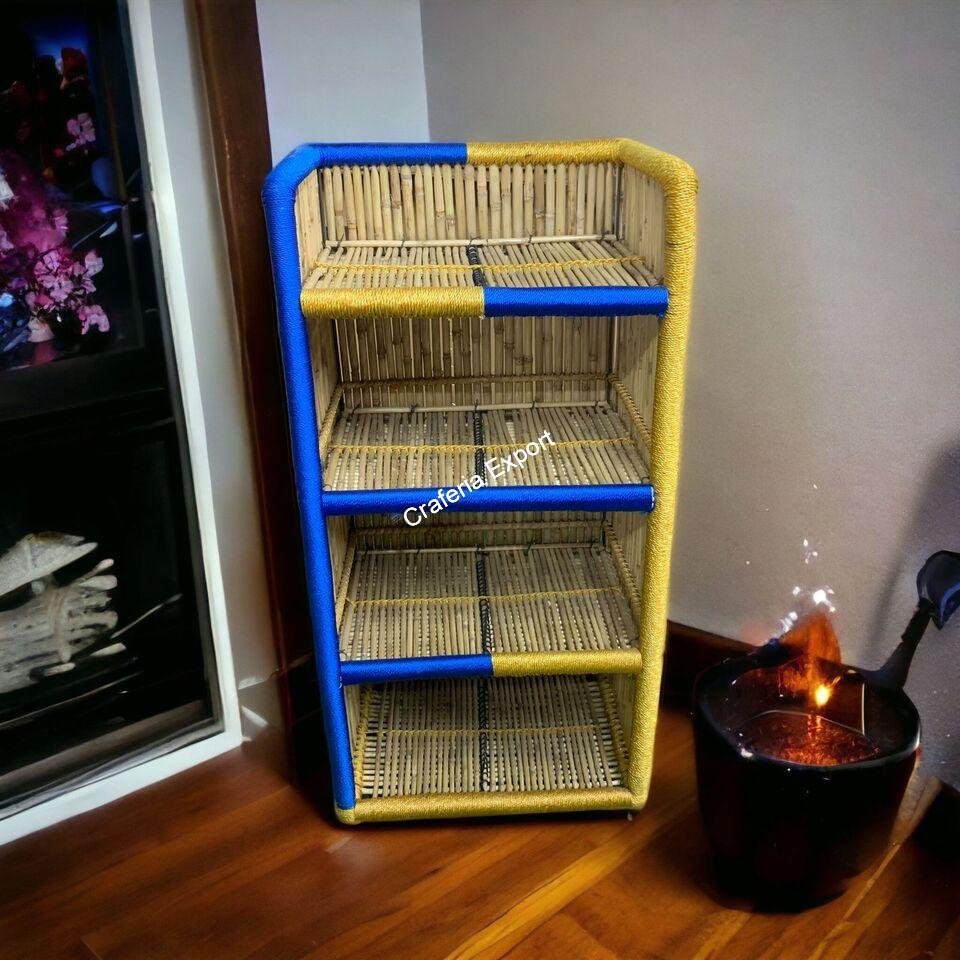Bamboo bookshelf rack with 4 tier shelf / Handmade cane bamboo shelves - Image 6