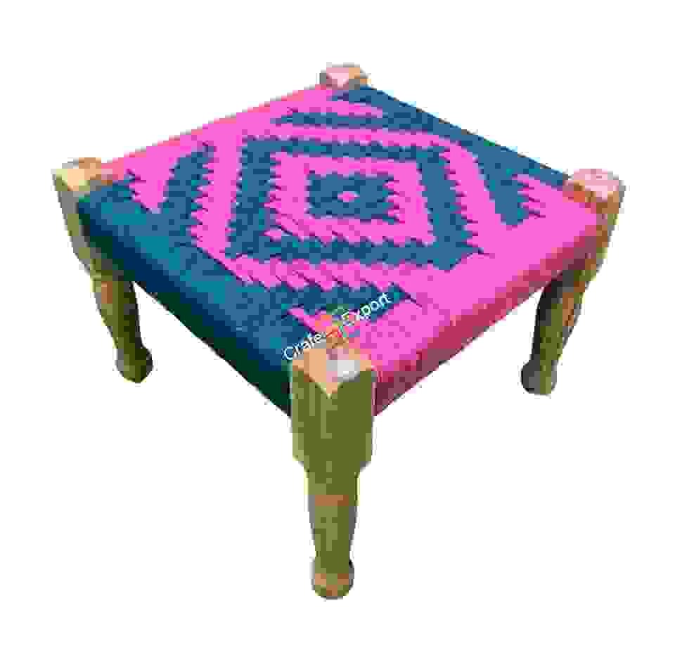 Modern design handwoven pidha small bench stool | wooden pidha stools - Image 2