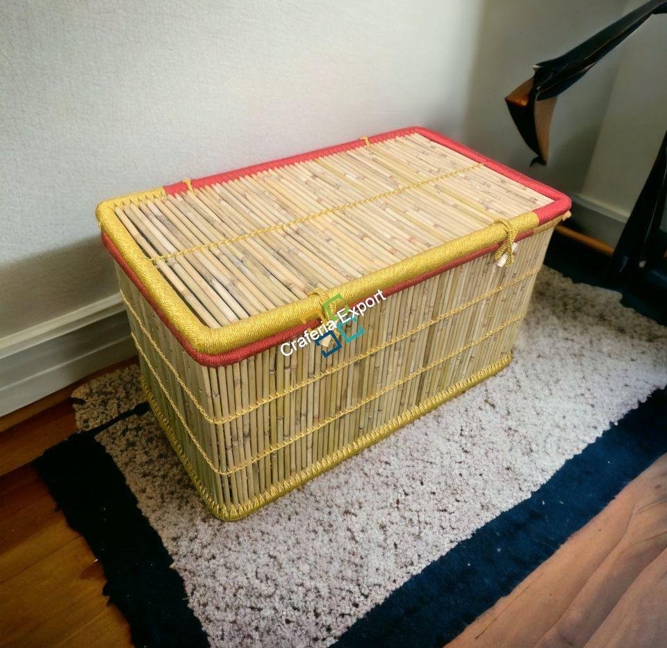 Handcrafted Bamboo Cane Laundry Storage Basket