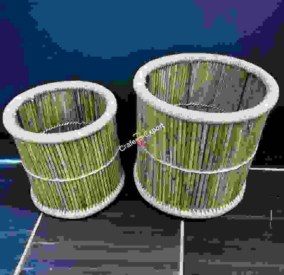 Cane Bar Bamboo Mudda Eco-Friendly Handicraft Stool For Indoor & Outdoor Furnishing (Set of Two) - Image 4