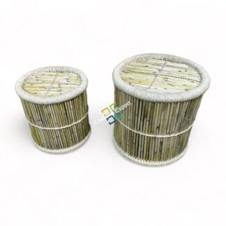 Cane Bar Bamboo Mudda Eco-Friendly Handicraft Stool For Indoor & Outdoor Furnishing (Set of Two)