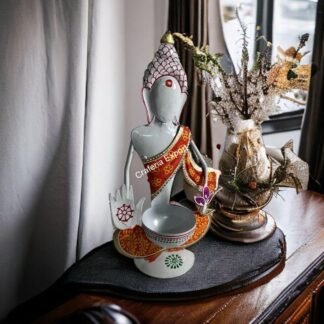Buddha With Tealight Candle Holder/T-light Holder with Decor Showpiece for Home Decor
