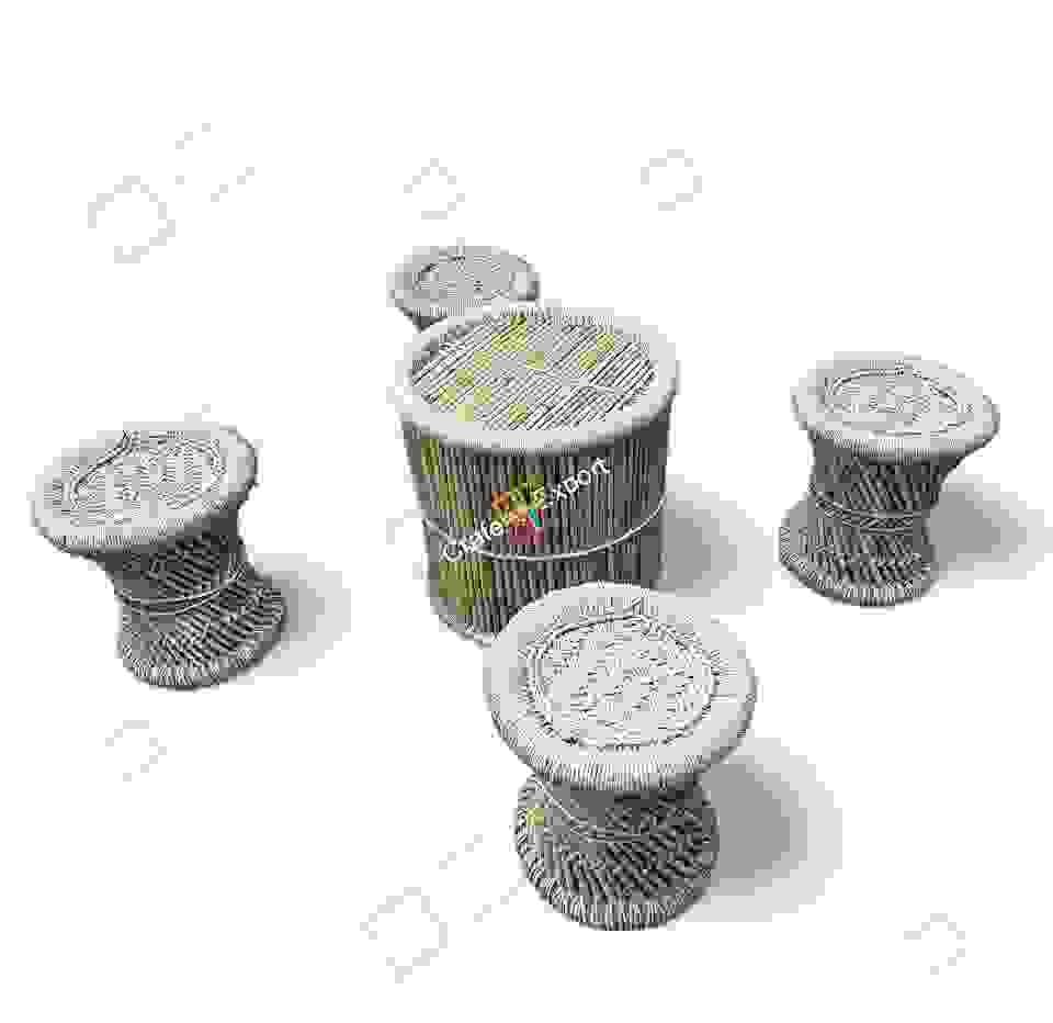 Handmade Bamboo Mudda Stools With Wooden Square Shaped Pidha furniture set for Indoor Outdoor - Image 4