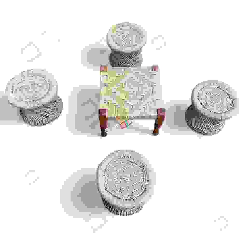 Handmade Bamboo Mudda Stools With Wooden Square Shaped Pidha furniture set for Indoor Outdoor - Image 2