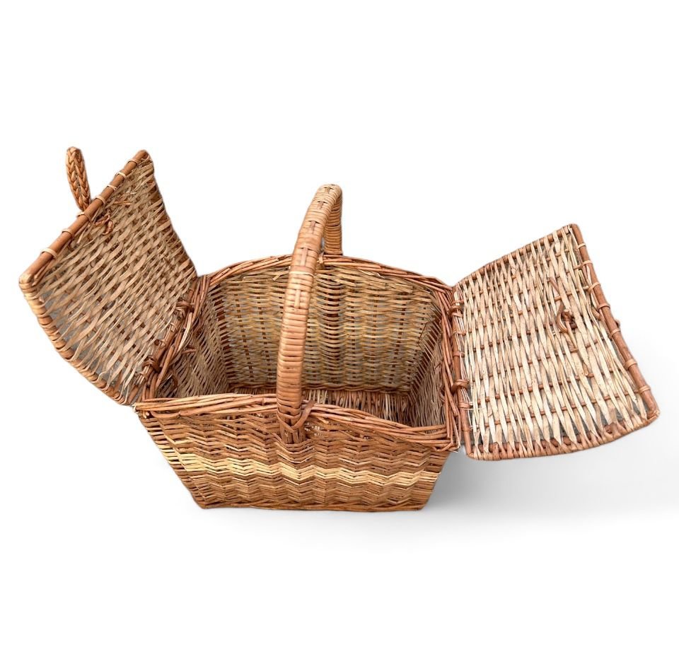 Rattan Picnic Basket | Cane Picnic Handle Basket Multi-purpose Gift Hamper Baskets - Image 2