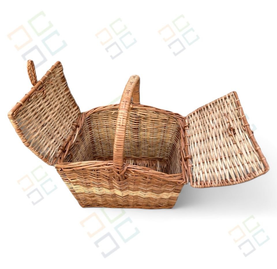 Rattan Picnic Basket | Cane Picnic Handle Basket Multi-purpose Gift Hamper Baskets - Image 5