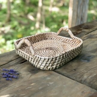 Bamboo Cane Serving Tray | Table Top Tray for decorative Gifts / Fruits / Vegetable with handle