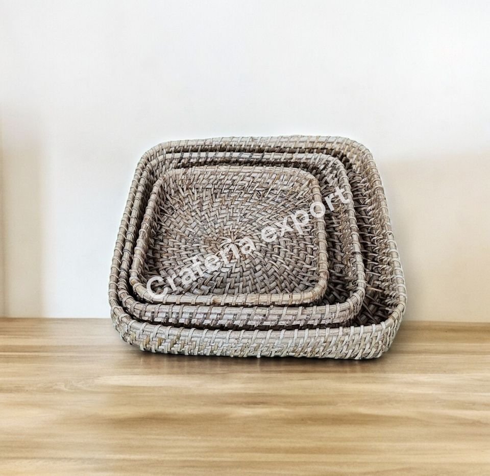 Rattan Cane Tray / Wicker Serving Tray / Multipurpose Storage Bamboo Tray for Decor Interior Home /Cafe /Restaurants - Image 3