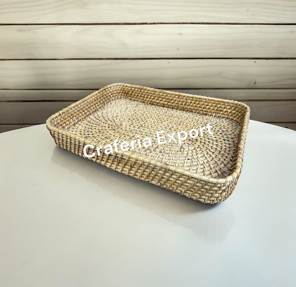 Bamboo Serving Tray for Home | Cane Rattan Decorative Tray for Home/ Gift Hamper / Coffee Cafe Serving Tray - Image 3