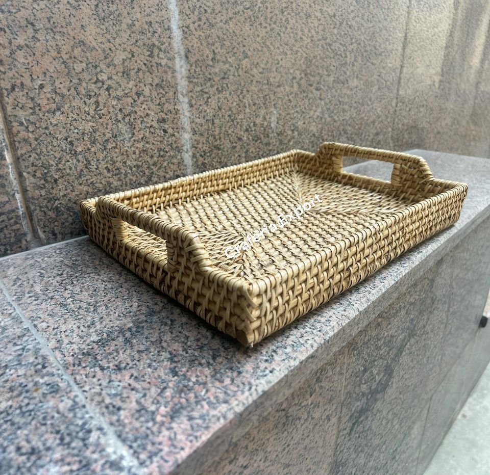 Bamboo Rattan Serving Tray for Events Snacks/ Breakfast/Vegetable/ Fruits/Storage Multipurpose basket - Image 2