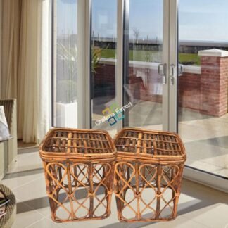 Handicraft Cane Square Stool For Living Room, Hotel, Restaurants etc(Set Of 2)