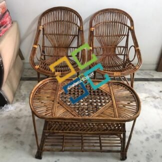 Handmade Natural Cane Chairs Table Set for Outdoor Indoor