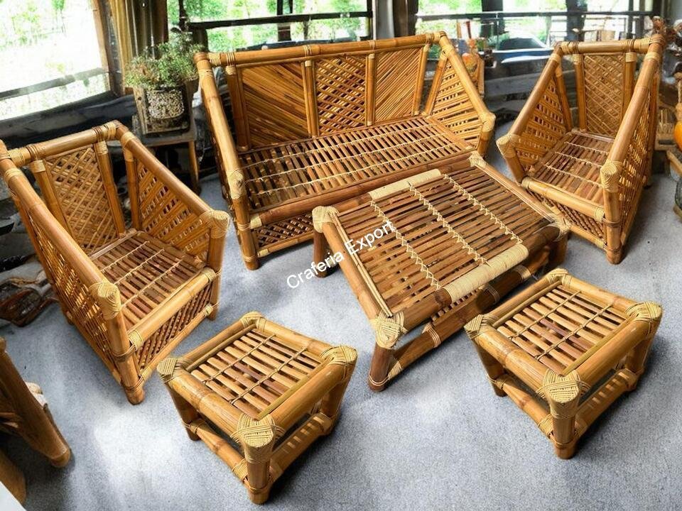 Eco-friendly Bamboo Chair table sofa furniture set for living room, café, restaurant, office- natural brown color - Image 3