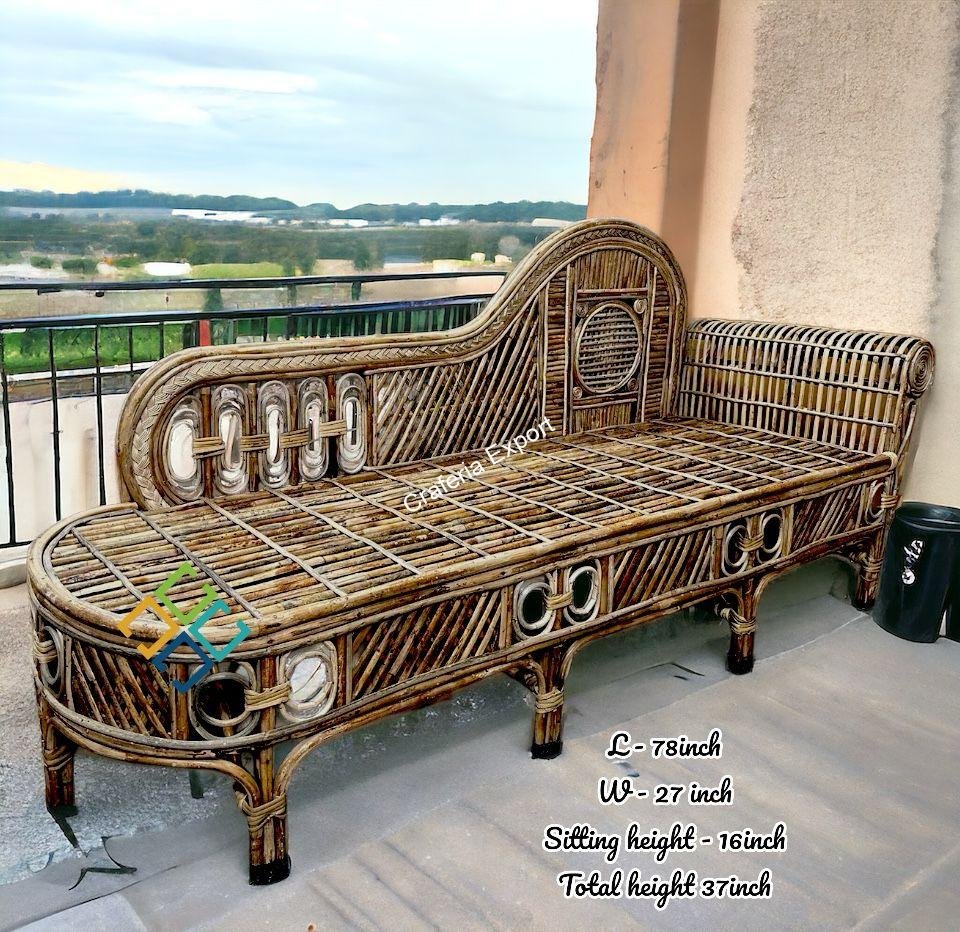 Cane Bamboo Couch Three Seater Sofa | Cane Diwan Sofa Setter for Office /Cafe/ Living room - Image 4